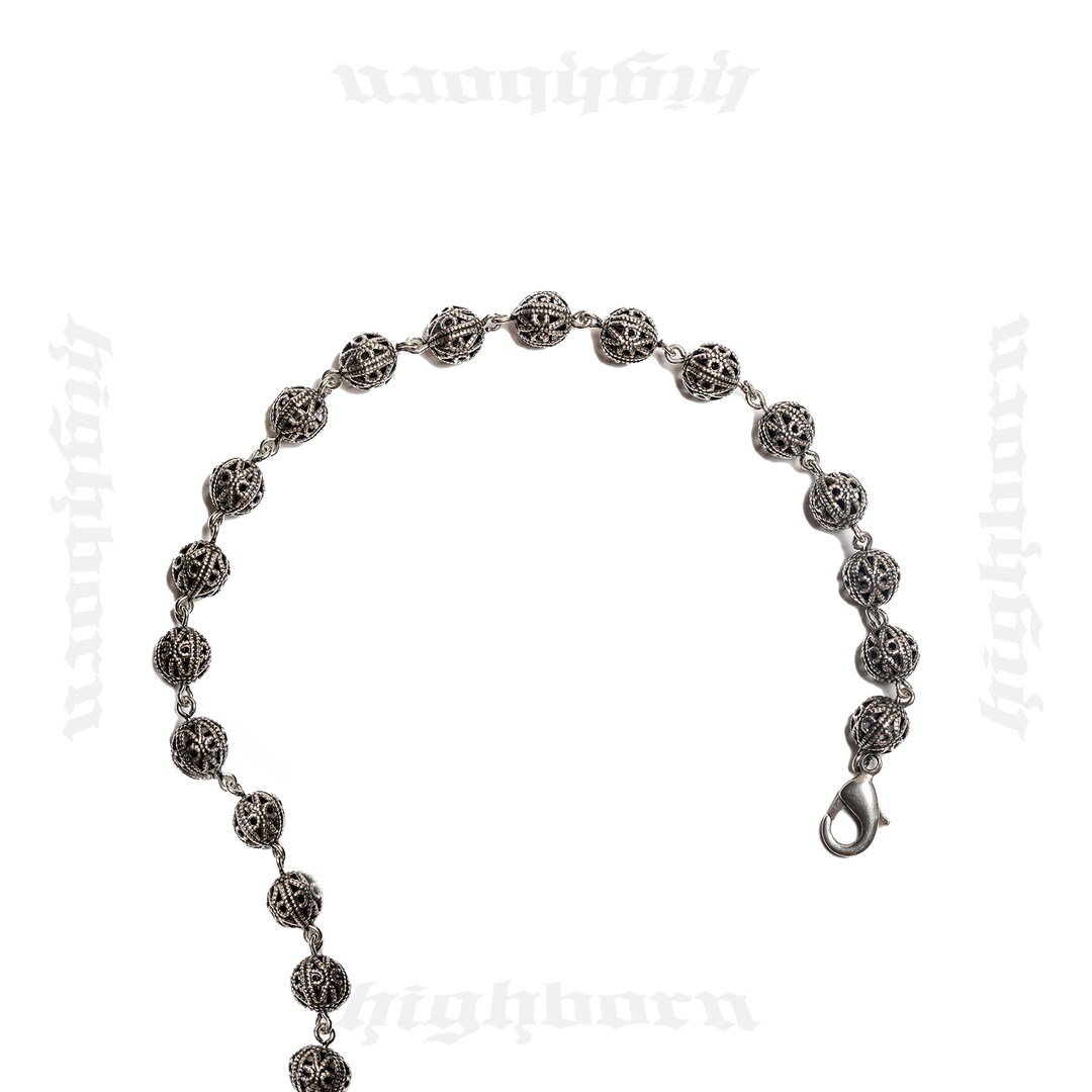 Silver Ball Chain Necklace Mens Ball Beads Necklace Statement Necklace Everyday Necklace Vintage