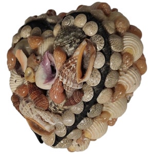 Vintage Heart-Shaped Seashell Trinket Box Home Decor Collectible