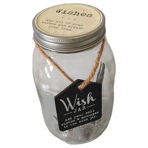 Wish Jar Glass Container With Lid And Tag For Wishes And Dreams Or Craft Supplies