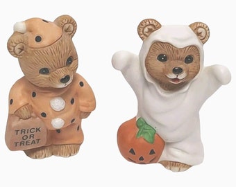 Vintage 1980&#39;s Homco Halloween Trick Or Treat Figurine Bear Bundle Homco Collect