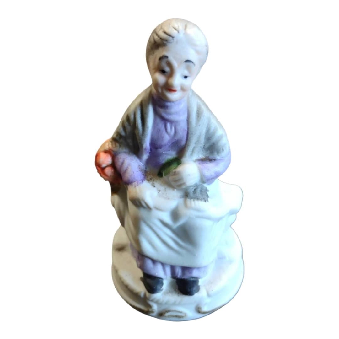 Vintage Ceramic Old Lady Figurine Decor Home Collectible Etsy