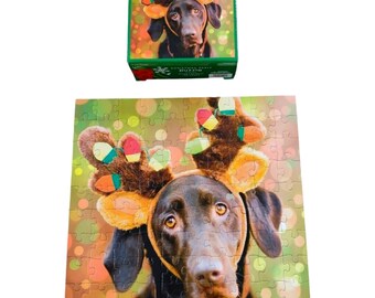 Christmas Chocolate Color Lab Dog 100 Piece Party Puzzle Family Game Or Craft Accent