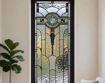 Geometric Stained Glass Window Film – Custom Privacy Decorative Static Cling for Living Room, Bedroom, Bathroom, and Office Windows