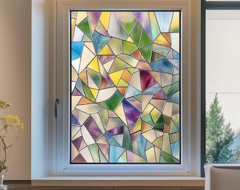 Rainbow Privacy Window Film – 3D Decorative Glass Tint, Self-Adhesive Static Cling, Anti-UV