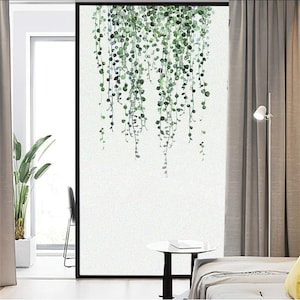 Sichtschutz Fensterfolie Frosted Grün Gras Pflanze Dekorative Fenster Aufkleber Kein Kleber Statische Fensterfolie Fenster Aufkleber für Zuhause