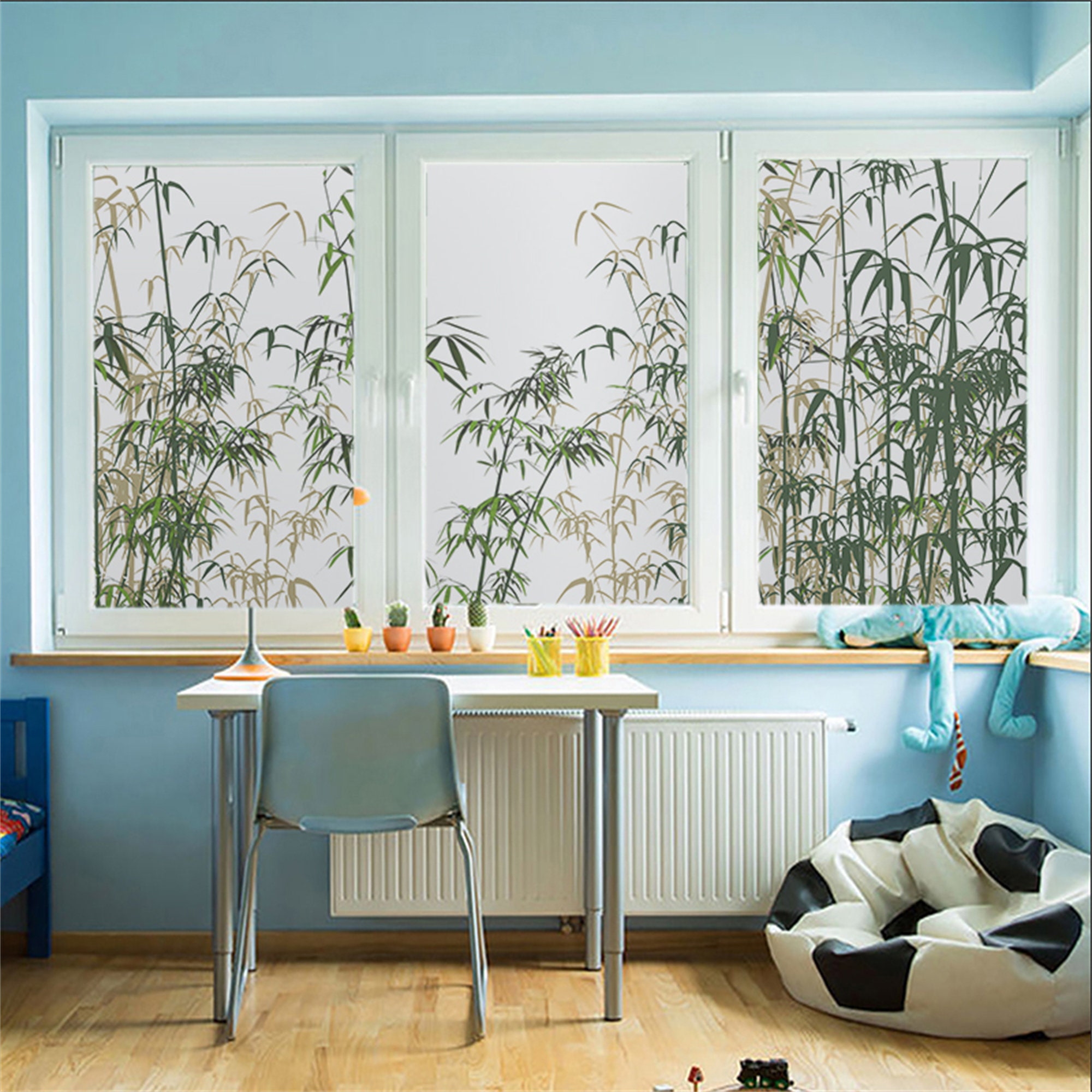 Fensterfolie Abstrakter Grauer Bambus Sichtschutzfolie Fenster
