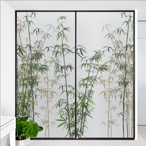 Decortive Window Film Privacy Green Plant Bamboo Static Cling Window Stickers No Glue Frosted Window Coverings Window Window Tint Customsize