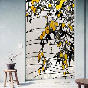 Pellicola per vetro colorato di dimensioni personalizzate Adesivo elettrostatico non adesivo Adesivo floreale retrò vintage per vetro della finestra del balcone del bagno