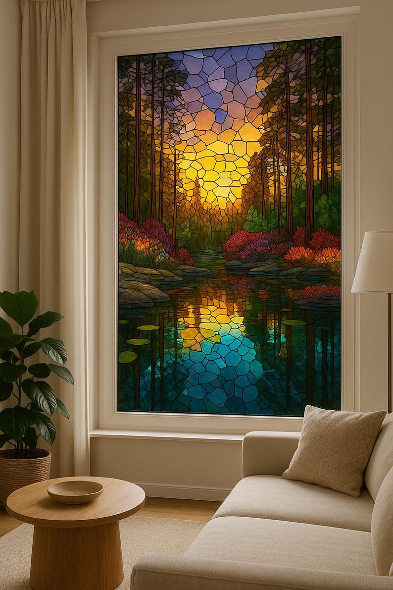 Custom Artistic Stained Glass Window Film – Mandala, Sky Geometry ...