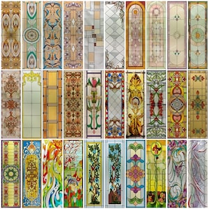 Película de vitral de tamaño personalizado, estilo barroco retro, esmerilada, estática, adhesiva, para puerta