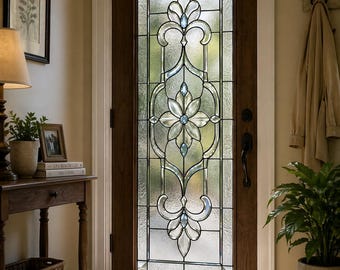 Stained Glass Window Film Door Panel Privacy Decorative Frosted Glass Insert Static Cling No Glue Translucent Entryway Decor Custom Size