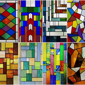 Custom Size Stained Glass Window Film Frosted Privacy Static Cling Retro Style Stickers Shower Bathroom Office Home Decor