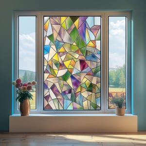 Rainbow Window Film – Privacy Glass Tint with 3D Effect, Static Cling, Anti-UV Protection