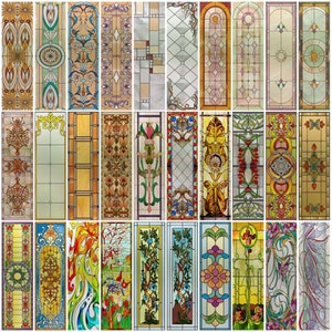 Custom size Stained Glass Window Film Retro Baroque style Vintage Frosted Static Cling Art Colored Glass Films Door Sticker