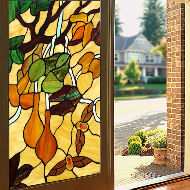 Custom Size Stained Glass Window Filmfrosted Privacy Static Etsy