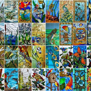 Glass Films, Stained Glass Stickers with Static Cling, Frosted Privacy Dragonfly and Butterfly Design for Window and Door Home Decor
