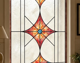 Vinilo decorativo para ventanas con efecto vidriera a medida: revestimiento adhesivo estático personalizado para ventanas, vinilo decorativo Art Déco colorido para sala de estar y dormitorio.