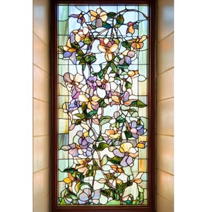 Custom Size Floral Window Film – Vibrant Stained Glass Design for Privacy and Decorative Use