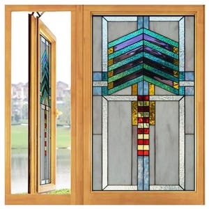 Custom Size Frosted Stained Glass Film - Prairie Style Privacy Static Cling for Kitchen, Bathroom, Office