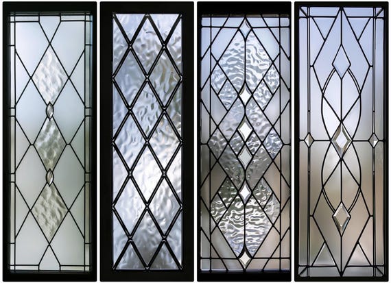 Custom Diamond Grid Window Privacy Film – Textured Stained Glass Cling, Real Glass Look, Vintage Style for Doors and Windows