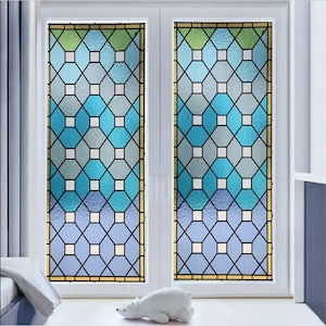 Custom Size Church-Style Privacy Glass Film - Subtle Pattern Window Stickers, Sun-Blocking, Anti-UV Static Cling