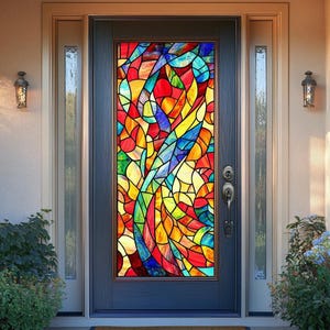 Custom Abstract Stained Glass Window Film Privacy Decorative Door Cling Static Non-Adhesive Vinyl Art Design