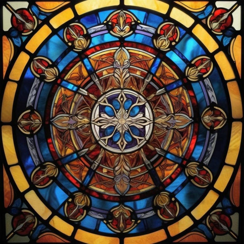 Custom Gothic Rose Window Film – Circular Mandala Style Stained Glass ...