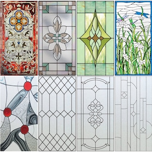 Custom Size Stained Glass Films Window Privacy Film: Non-Adhesive Privacy Window Film Frosted Glass Window Film Sun Blocking Window Film