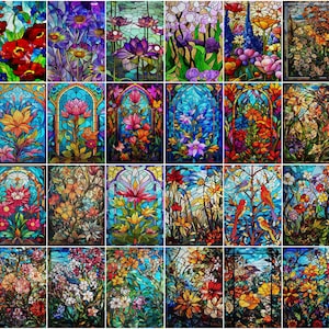 Customized-Size Glass Films, Static cling Stained Glass Decals, Frosted Privacy Effect Highlighting Flower Prints for Elegant Window & Door