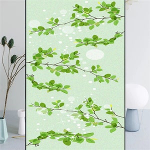 Custom Size Plant Privacy Window Film Static Sticker Glass Adhesive Free Anti UV Heat Resistant Home Door Sticker Bathroom Doors Windows
