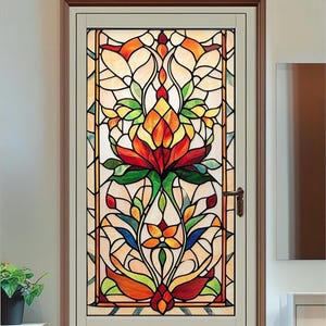 Frosted Stained Glass Privacy Film – Custom Size Static Cling for Doors, Office, Home, and Bathroom