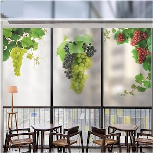 Grape Pattern Privacy Window Film – UV Blocking, Heat Control Glass Sticker for Home Window Tint and Decor