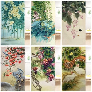 Stained Glass Films Static Cling Window Stickers Opaque Frosted Surface Bedroom Bathroom Decor Window Film Privacy Green Leaves