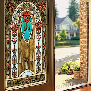 Pellicola personalizzabile per vetri colorati retrò – Adesivi statici per la privacy smerigliati per decorazioni per ufficio, doccia e chiesa