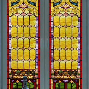 Church Style Frosted Stained Glass Window Film – Customized Privacy Static Cling for Home, Office, and Kitchen Doors