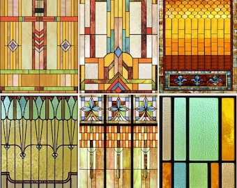 Benutzerdefinierte Größe Buntglas-Fensterfilm Frosted Sichtschutz Static Cling Retro Style Stickers