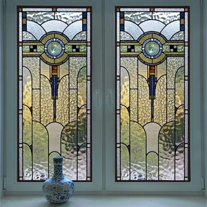 Stained Glass Window Film Privacy Non-Adhesive Frosted Static Cling Glass Film Window Decor for Home Church
