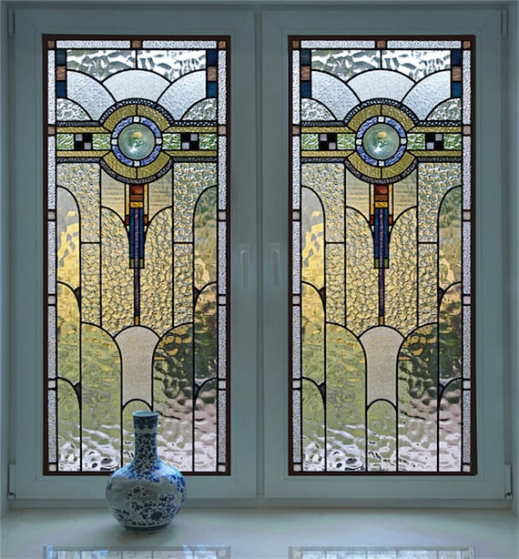 Buntglas-Fensterfolie Sichtschutz, nicht klebend, mattiert, statisch, selbstklebend, Fensterdekoration für die Hauskirche
