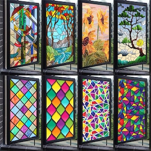 Custom Size Stained Glass Window Film Electrostatic Heat-Proof Privacy Protection Reusable Removable Home-Decor