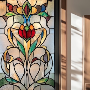 Frosted Stained Glass Window Film – Privacy Decorative Static Cling for Bathrooms and Living Spaces