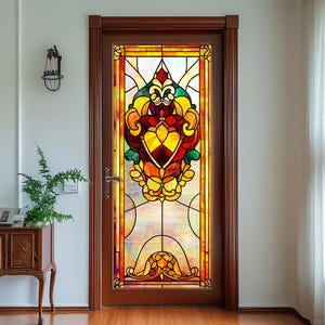 Custom Retro Stained Glass Window Film for Privacy & Decoration – Non-Adhesive, Static Cling, Perfect for Kitchen, Bathroom, Living Room