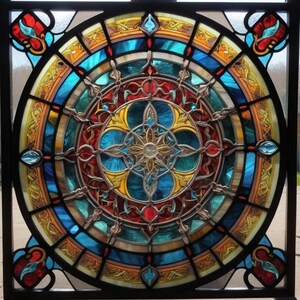 Custom Gothic Rose Window Film – Circular Mandala Style Stained Glass ...