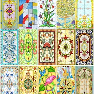Custom-Sized Stained Glass Window Films with Static Cling Frosted Design, Church Sticker, Ideal for Bathroom, Kitchen Doors & Home Décor