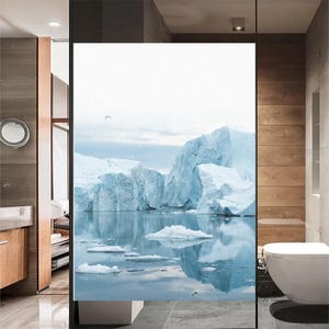 Ice Floe Privacy Window Film – Frosted No Glue Glass Sticker, Sun Protection, Heat Control for Windows