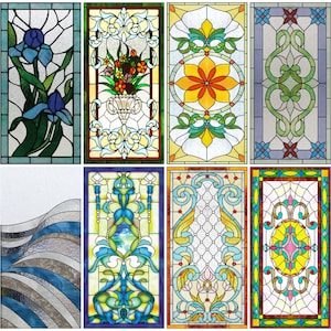 Custom Size Stained Glass Window Film Non-Adhesive, Frosting Privacy Film for Glass Windows, Self Static-Cling Decorative Window Cling