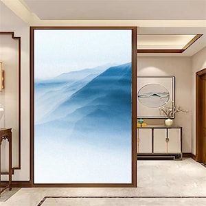 Privacy Glass Window Frosted Film – Anti-UV, Ink Peak Pattern, Non-Glue Static Cling for Decorative Glass Door Film