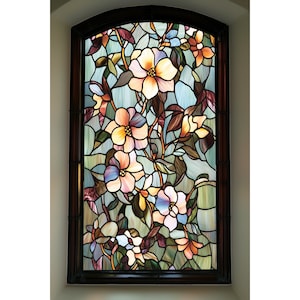 Artistic Flower Stained Glass Window Film – Custom Decorative Glass Sticker with Privacy and Style
