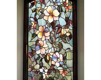 Artistic Flower Stained Glass Window Film – Custom Decorative Glass Sticker with Privacy and Style