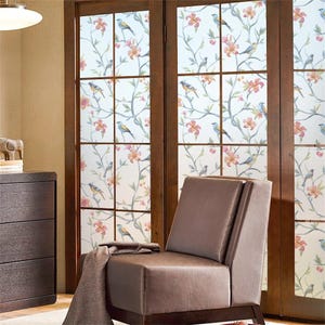 Flower Decorative Privacy Window Film – No Glue, Static Cling Frosted Glass Sticker for Home Windows