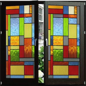 European Vintage Style Stained Glass Window Film – Custom Opaque Privacy Film for Bathroom and Kitchen Decoration